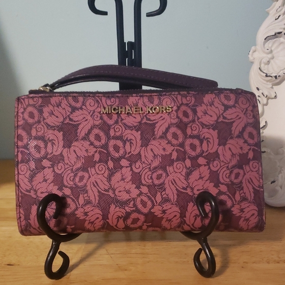 Michael Kors Handbags - Michael Kors Jet Set Double Zip Wristlet Plum Color Design     (#54)